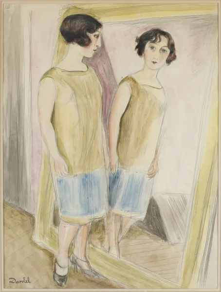 Lucienne vid spegeln av Nils Dardel