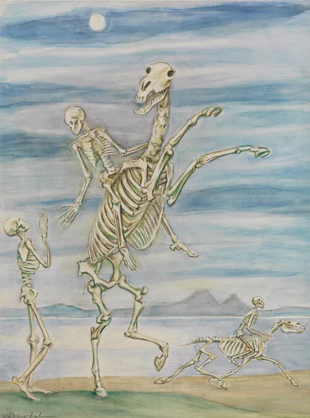 Skeleton on Horseback av Nils Dardel