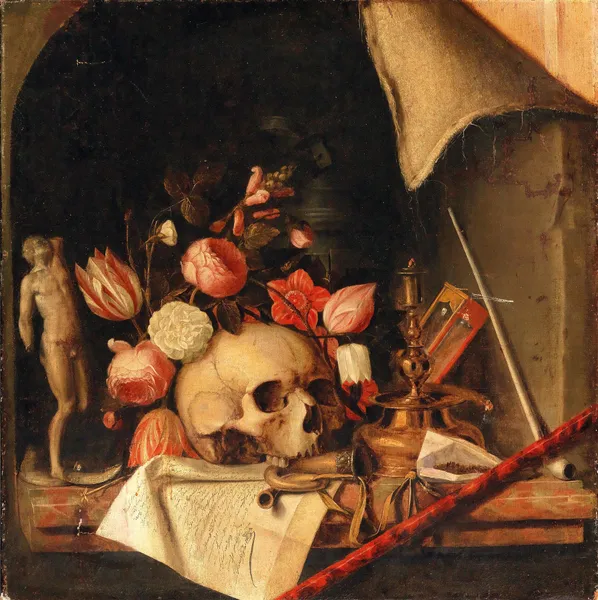 A trompe-l’oeil vanitas still life av Cornelis Norbertus Gijsbrechts