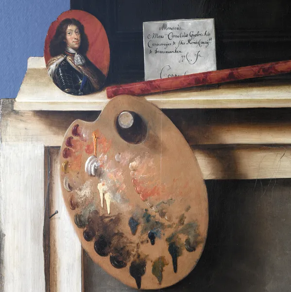 Cut-Out Trompe L’oeil Easel With Fruit Piece av Cornelis Norbertus Gijsbrechts