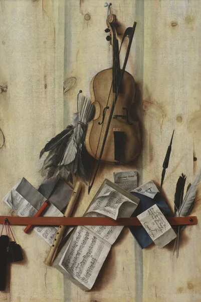 Trompe L’oeil With Violin, Music Book And Recorder av Cornelis Norbertus Gijsbrechts