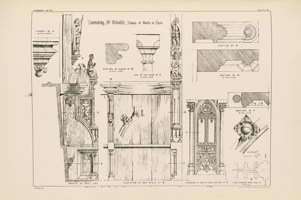 Nuremberg. St. Sebald’s. Details of Stalls in Choir av Richard Norman Shaw