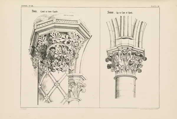 Paris. Corbel in Sainte Chapelle, Semur. Cap in Choir of Church av Richard Norman Shaw