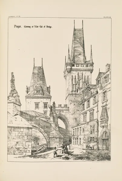 Prague. Gateway at West End of Bridge av Richard Norman Shaw