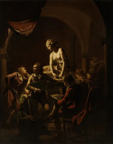 Academy By Lamplight av Joseph Wright of Derby