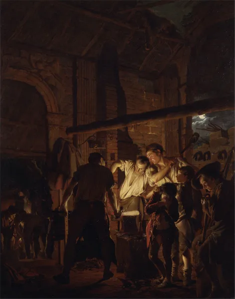 The Blacksmith’s Shop av Joseph Wright of Derby