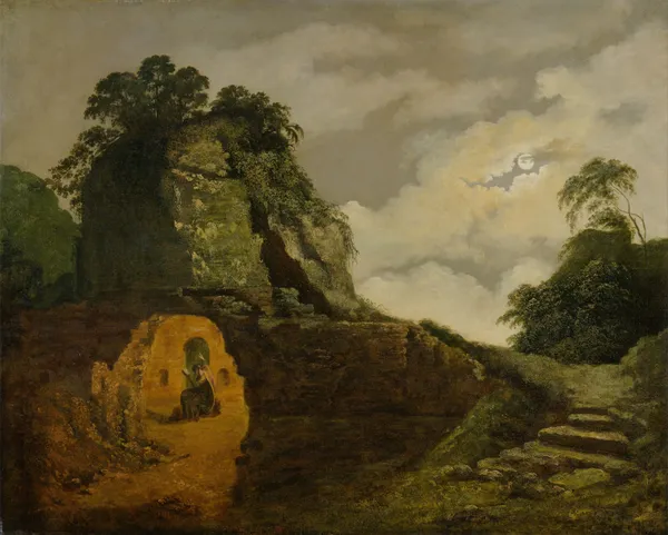 Virgil’s Tomb by Moonlight, with Silius Italicus av Joseph Wright of Derby