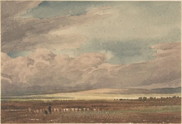 Salisbury Plain with Old Sarum in the Distance, Wiltshire av William Turner of Oxford