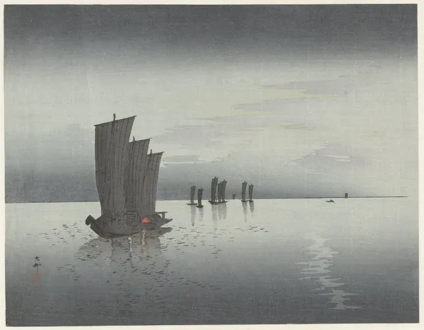Fishing boats av Ohara Koson