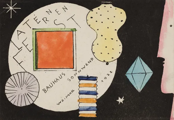 Postcard invitation to a lantern festival av Oskar Schlemmer