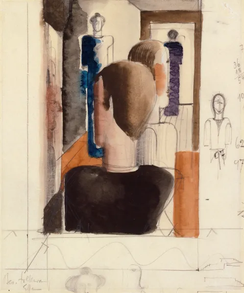 Preliminary Study for ‘Five Figures in Space, Roman’ av Oskar Schlemmer