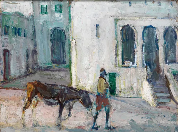 Street Scene, Tangier (Man Leading Calf) av Henry Ossawa Tanner