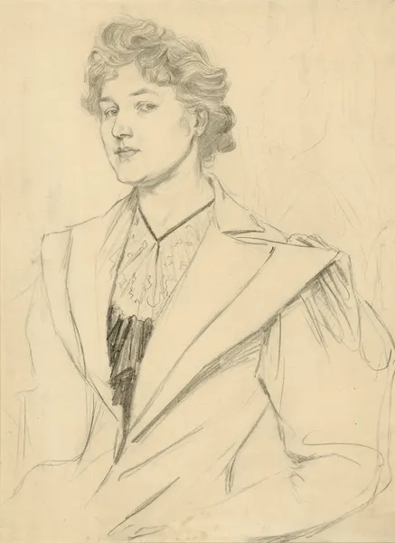 Porträt einer jungen Frau (Porträtstudie) av Otto Eckmann