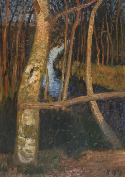 Birken am Moorgraben av Otto Modersohn