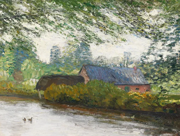 Enten auf der Wümme av Otto Modersohn