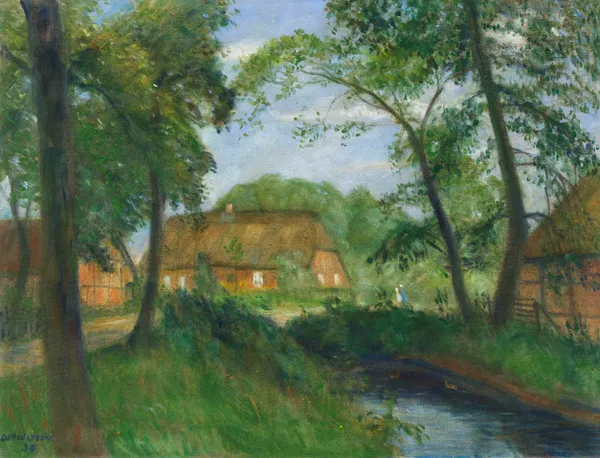 Sommer im alten Dorf (am Ortseingang von Fischerhude) av Otto Modersohn