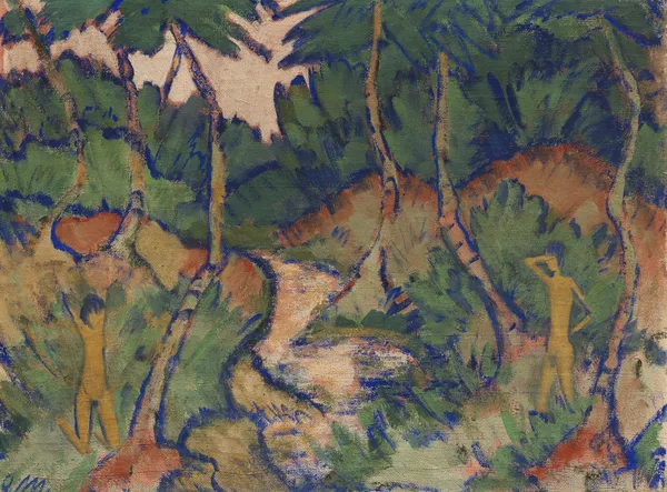 Badende in Landschaft av Otto Mueller