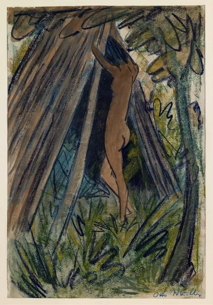 Nude Before a Tent av Otto Mueller