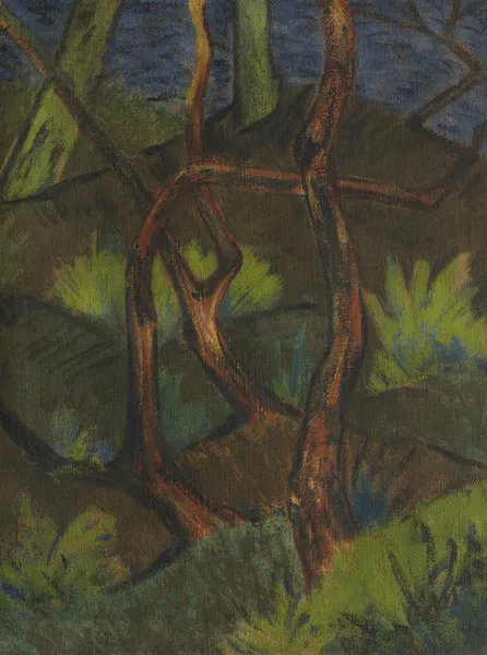 Waldlandschaft mit See av Otto Mueller