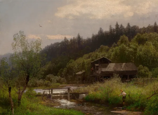 Farm House by the Creek av Hermann Ottomar Herzog