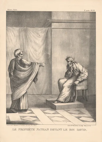 Le prophete Nathan devant le roi David av P. Bineteau
