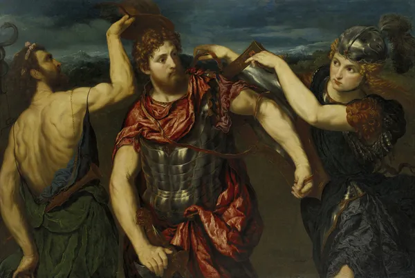 Perseus Armed by Mercury and Minerva av Paris Bordone