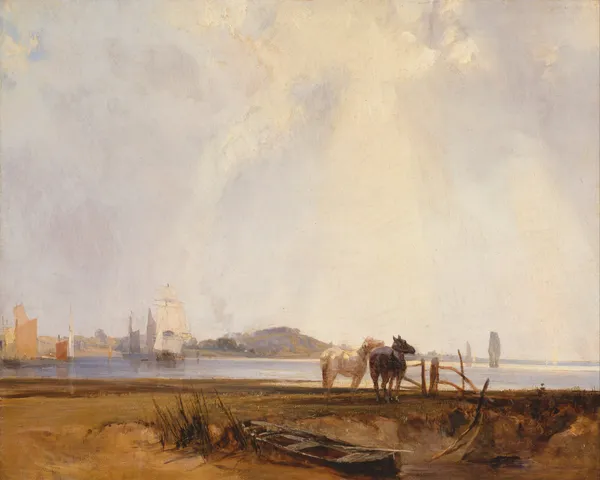 Landscape near Quilleboeuf, France av Richard Parkes Bonington