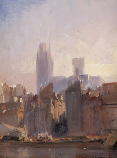 Rouen Cathedral, Sunrise av Richard Parkes Bonington