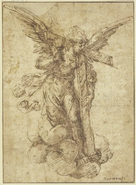 Ein Engel mit Kreuz und Kelch av Parmigianino