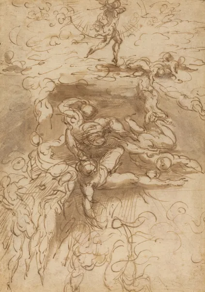 The Fall of the Rebel Angels (recto) av Parmigianino