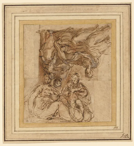 Two Studies for a Holy Family av Parmigianino