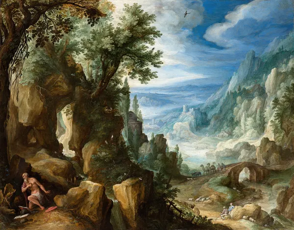 Mountainous Landscape with Saint Jerome av Paul Bril