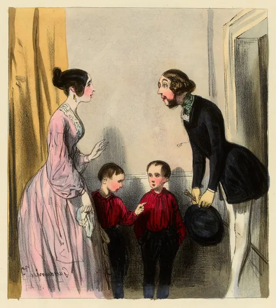 Adieu, Madame, à bientôt. Maman a dit qu’il était bête et ennuyeux. voila av Paul Gavarni