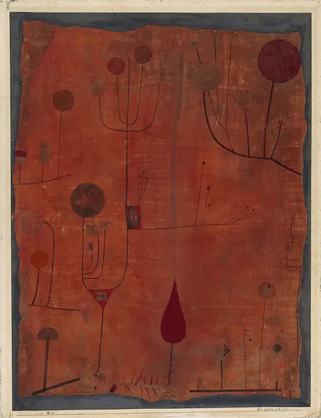 Fruits on Red av Paul Klee