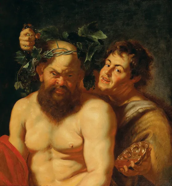 The Drunken Silenus with a Satyr av Follower of Peter Paul Rubens