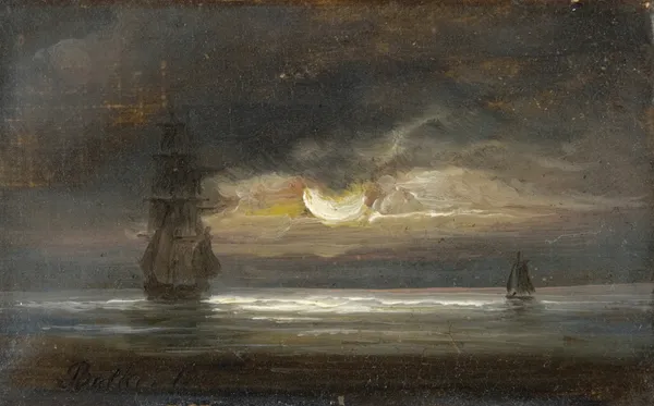 Two Sailing Boats By Moonlight av Peder Balke