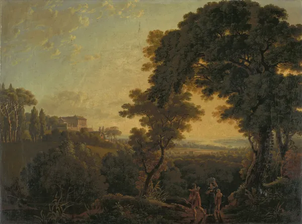 Hilly Landscape with Castle av Peter Birmann