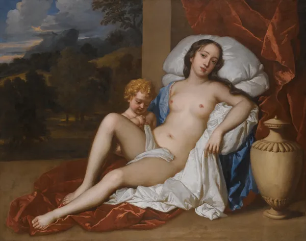 Portrait Of A Young Woman And Child, As Venus And Cupid, Almost Certainly Nell Gwyn av Sir Peter Lely