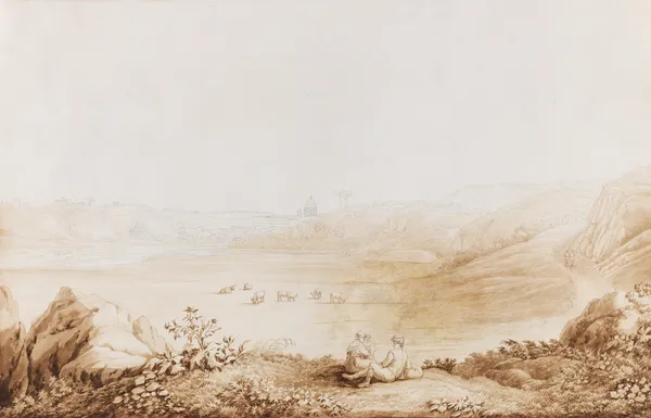 Ansicht des Tibertals bei Tor di Quinto III av Jacob Philipp Hackert