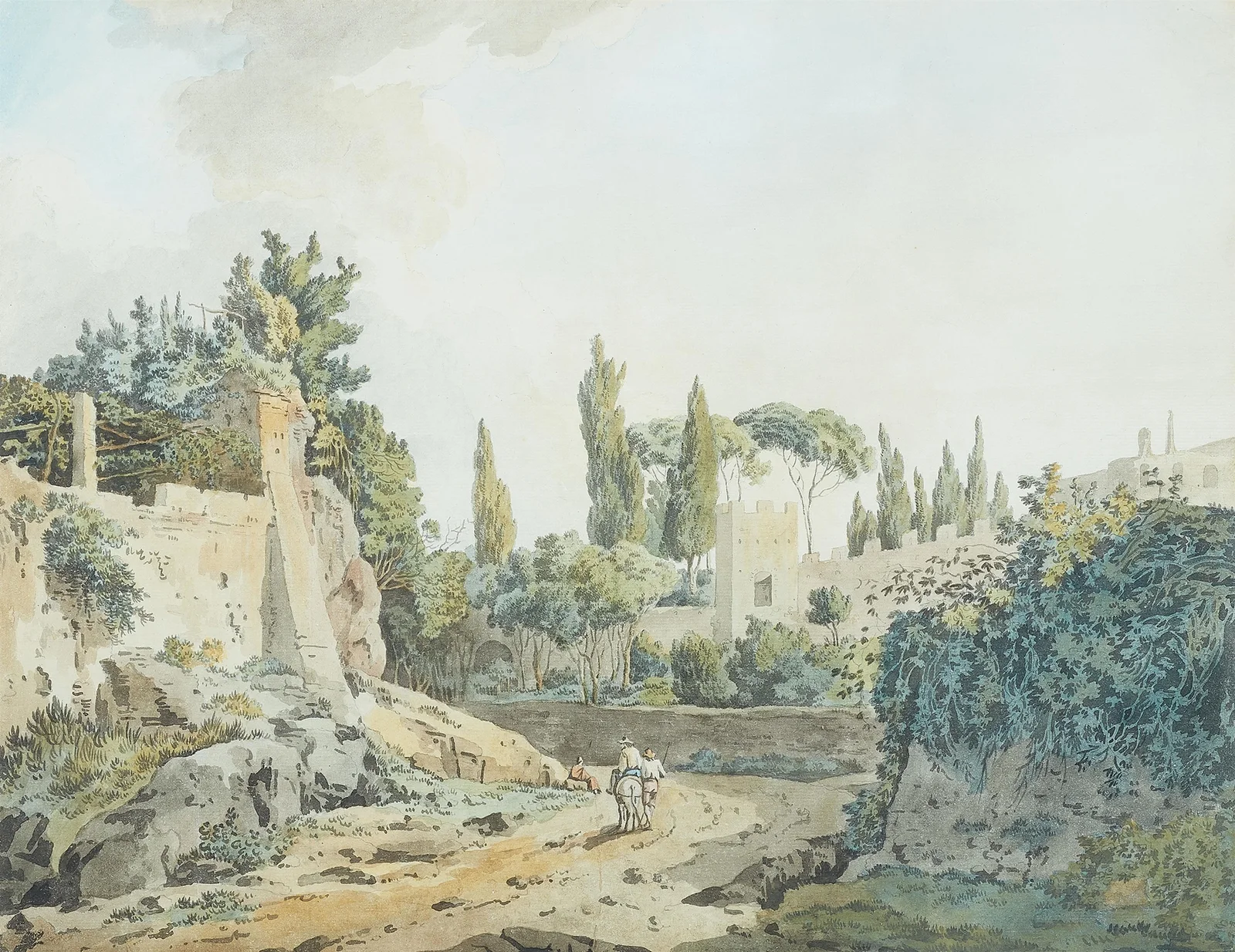 Auf römischer Landstraße av Jacob Philipp Hackert