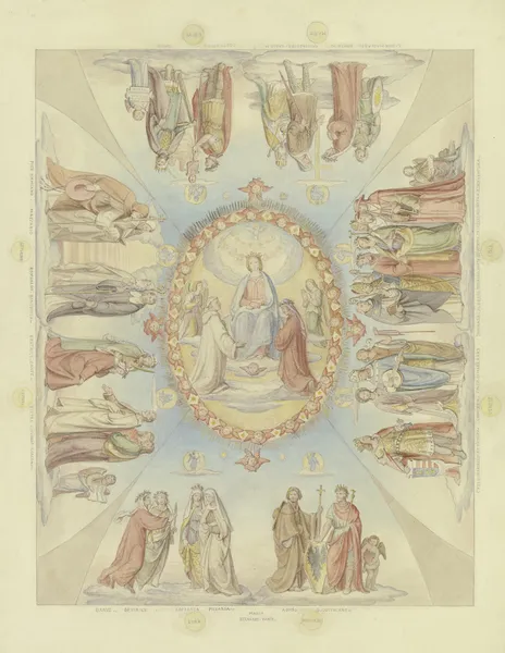 Dantes Paradies für die Ausmalung der Decke im ersten Saal der Villa Massimo in Rom av Philipp Veit