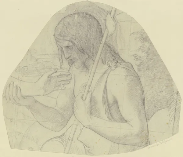 Johannes der Täufer als Halbfigur mit dem Unterarm Christi av Philipp Veit