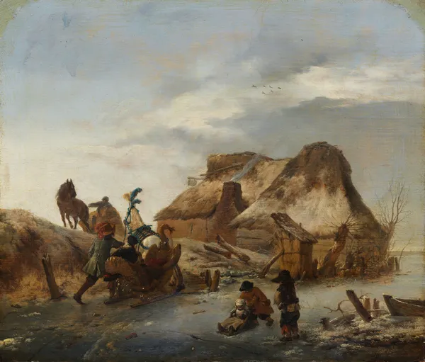 A Nobleman’s Sleigh on the Ice (from circa 1646 until 1646) av Philips Wouwerman