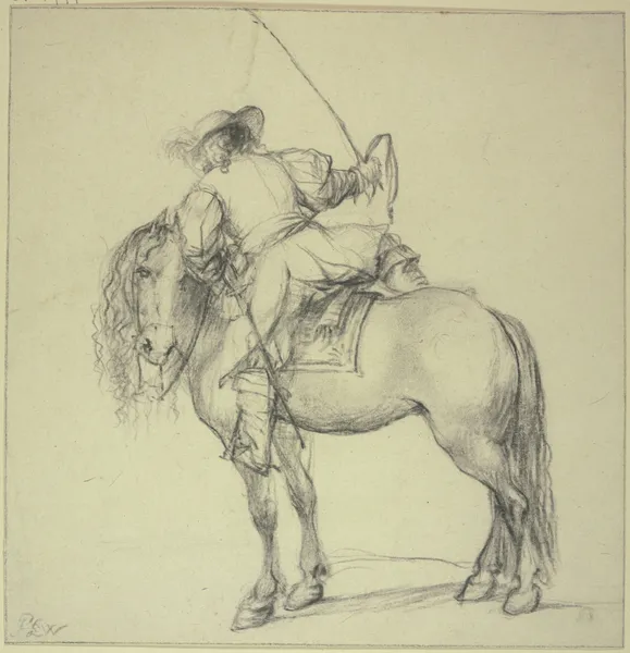 Ein Kavalier, der zu Pferde steigt av Philips Wouwerman