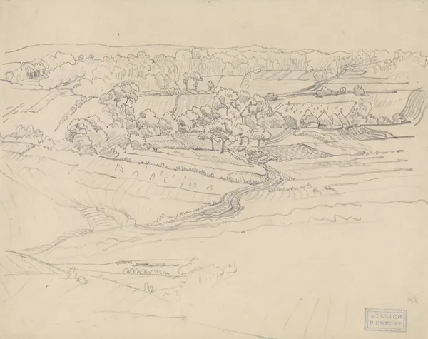 Landschap met kronkelweg av Pieter Dupont