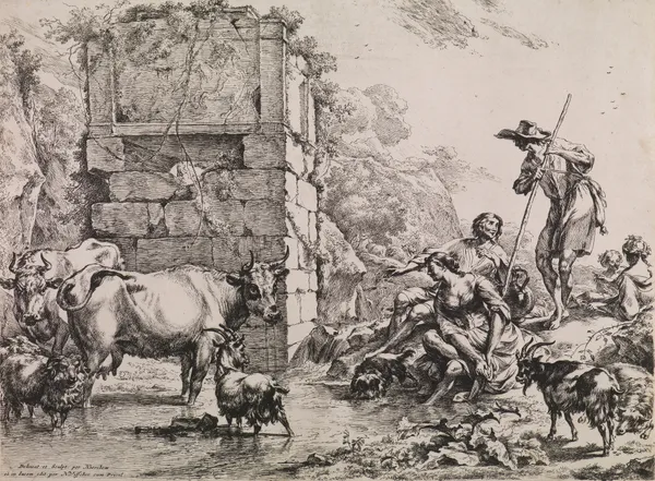Cow Drinking av Nicolaes Pietersz. Berchem