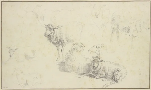 Nine sheep av Nicolaes Pietersz. Berchem