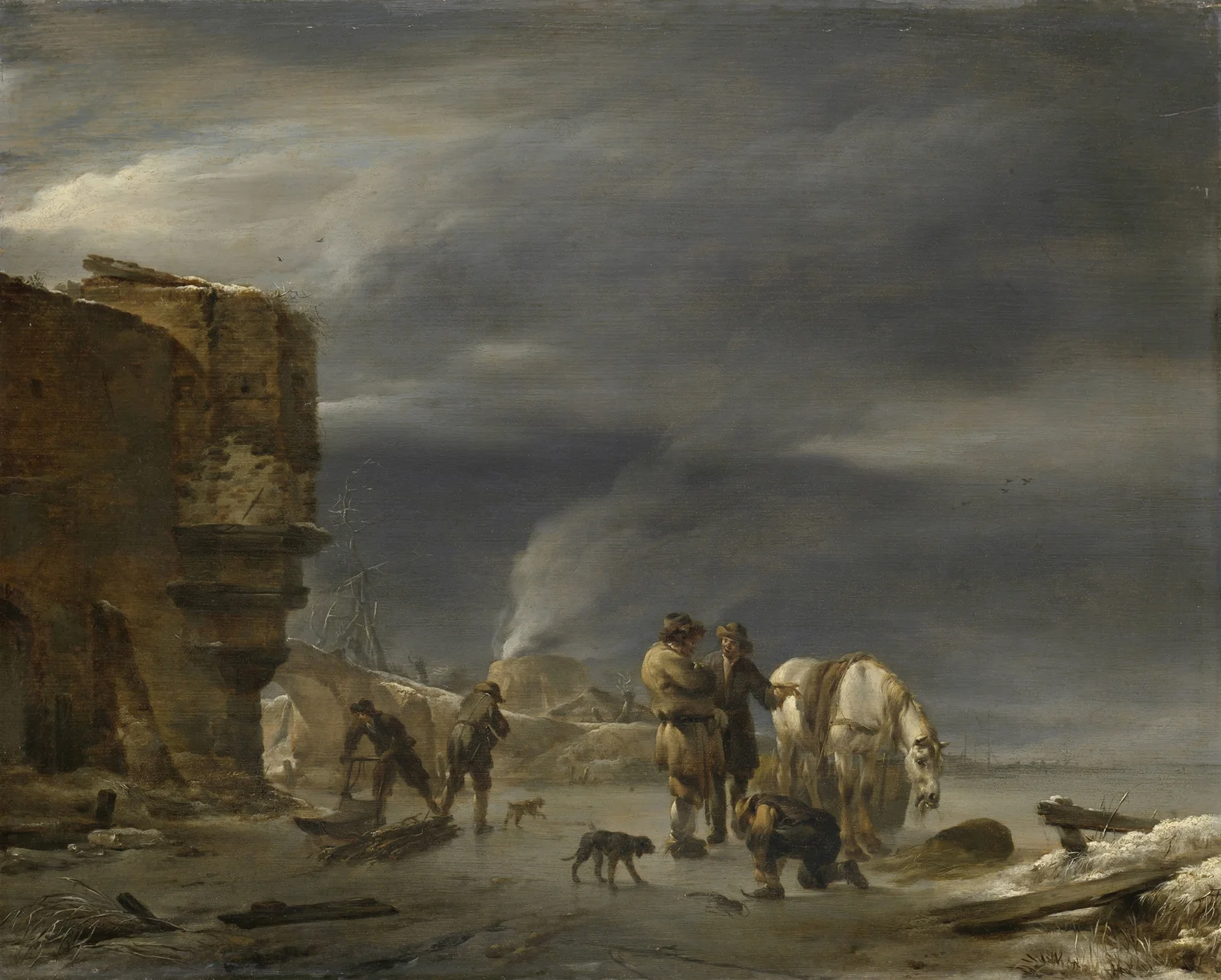 On the Ice near a Town av Nicolaes Pietersz. Berchem
