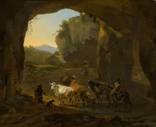 Peasants with Cattle in a Cave av Nicolaes Pietersz. Berchem