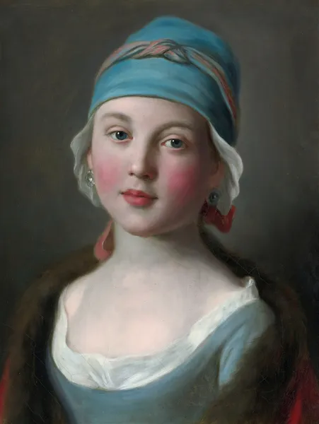 Portrait Of A Russian Girl In A Blue Dress av Pietro Rotari